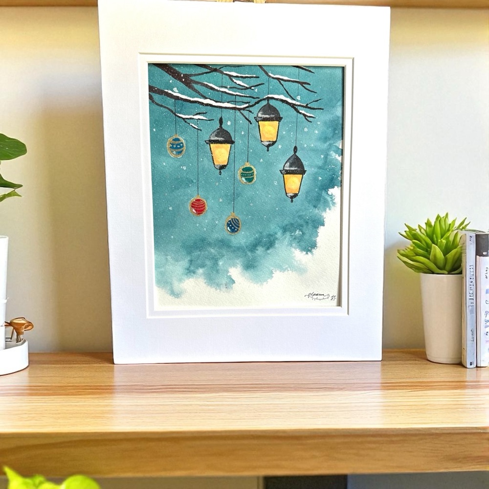 🎉SALE! Hand-Made New Watercolor Art Lanters in Snow - Picture 7 of 7